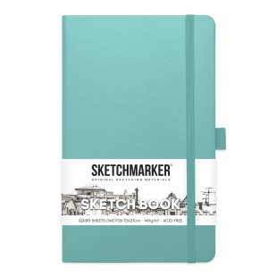 Блокнот для зарисовок Sketchmarker 13x21см, 80л, 140гр/м², твердая обложка, Аквамарин