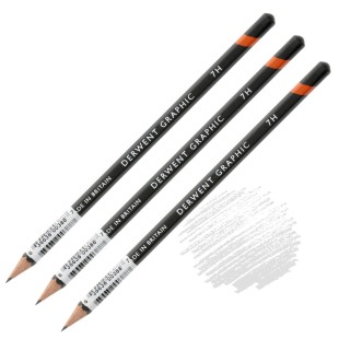 Комплект графитных карандашей Derwent "Graphic" 7H (3 штуки)