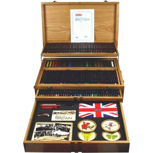 Набор карандашей коллекционный Derwent "Best of British" 165 предмета+аксессуары в деревянном ящике 