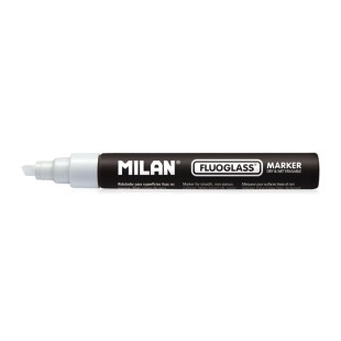 Маркер меловой Milan "Fluoglass" 2-4мм, скошенный, Белый