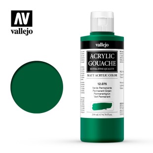 Гуашь-темпера Vallejo "Acrylic Gouache" 12.075 Зеленый прочный, 200 мл