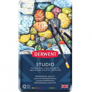 Цветные карандаши Derwent "Studio" 12 цветов в металлической упаковке