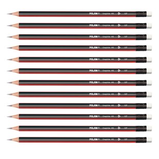 Графитный карандаш Milan "Maxi" HB с ластиком, трехгранный (12 штук)