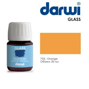 Краска акриловая по стеклу Darwi "Glass" 752 orange (Оранжевая), 30 мл