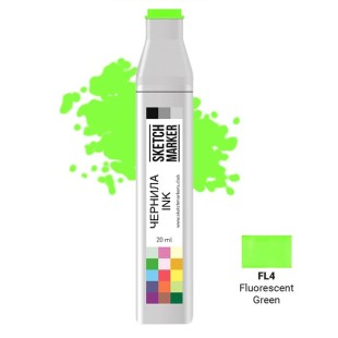 Чернила спиртовые Sketchmarker FL4 Флуорисцентный зеленый, 20 мл