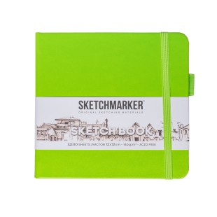 Блокнот для зарисовок Sketchmarker 12x12см, 140г/м2, 80л, твердая обложка Зеленый луг