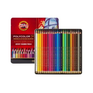 Карандаши цветные художественные Koh-i-noor "POLYCOLOR" 24 цвета в металлической коробке