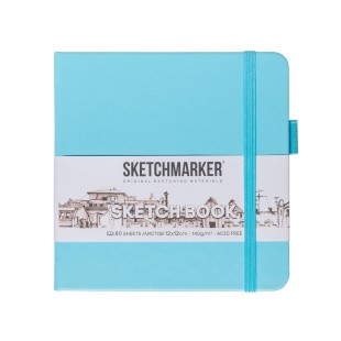 Блокнот для зарисовок Sketchmarker 12x12см, 140г/м2, 80л, твердая обложка Небесно-голубой