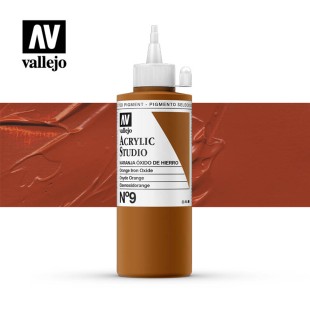 Акриловая краска Vallejo "Studio" #9 Orange Iron Oxide (Марс оранжевый), 200мл