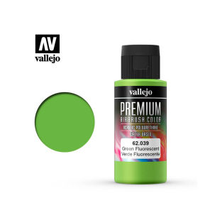 Краска для аэрографии Vallejo "Premium" цвет 62.039 (Fluorescent Green), 60 мл