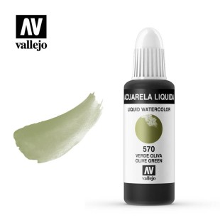 Жидкая акварель Vallejo "Acuarela Liquida" #570 Olive Green/Оливковый (32 мл)