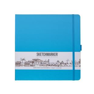 Блокнот для зарисовок Sketchmarker 20x20см, 140г/м2, 80л, твердая обложка Синий Карибский