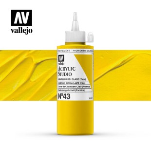 Акриловая краска Vallejo "Studio" #43 Cadmium Yellow Light (Кадмий желтый светлый), 200мл