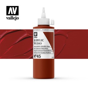 Акриловая краска Vallejo "Studio" #45 Dark Cadmium Red (Кадмий темно-красный), 200мл