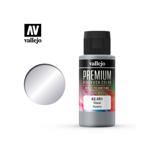 Краска для аэрографии Vallejo "Premium" цвет 62.051 (Steel), 60 мл