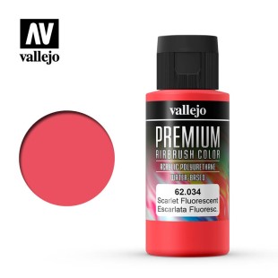 Краска для аэрографии Vallejo "Premium" цвет 62.034 (Fluorescent Scarlet), 60 мл