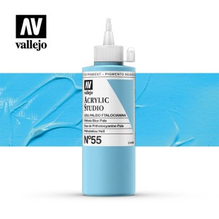 Акриловая краска Vallejo "Studio" #55 Phthalocyanine Pale Blue (Бледно-голубая), 200мл