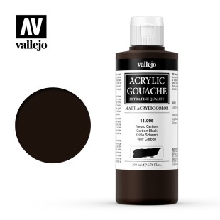 Гуашь-темпера Vallejo "Acrylic Gouache" 11.095 Угольный черный, 200 мл